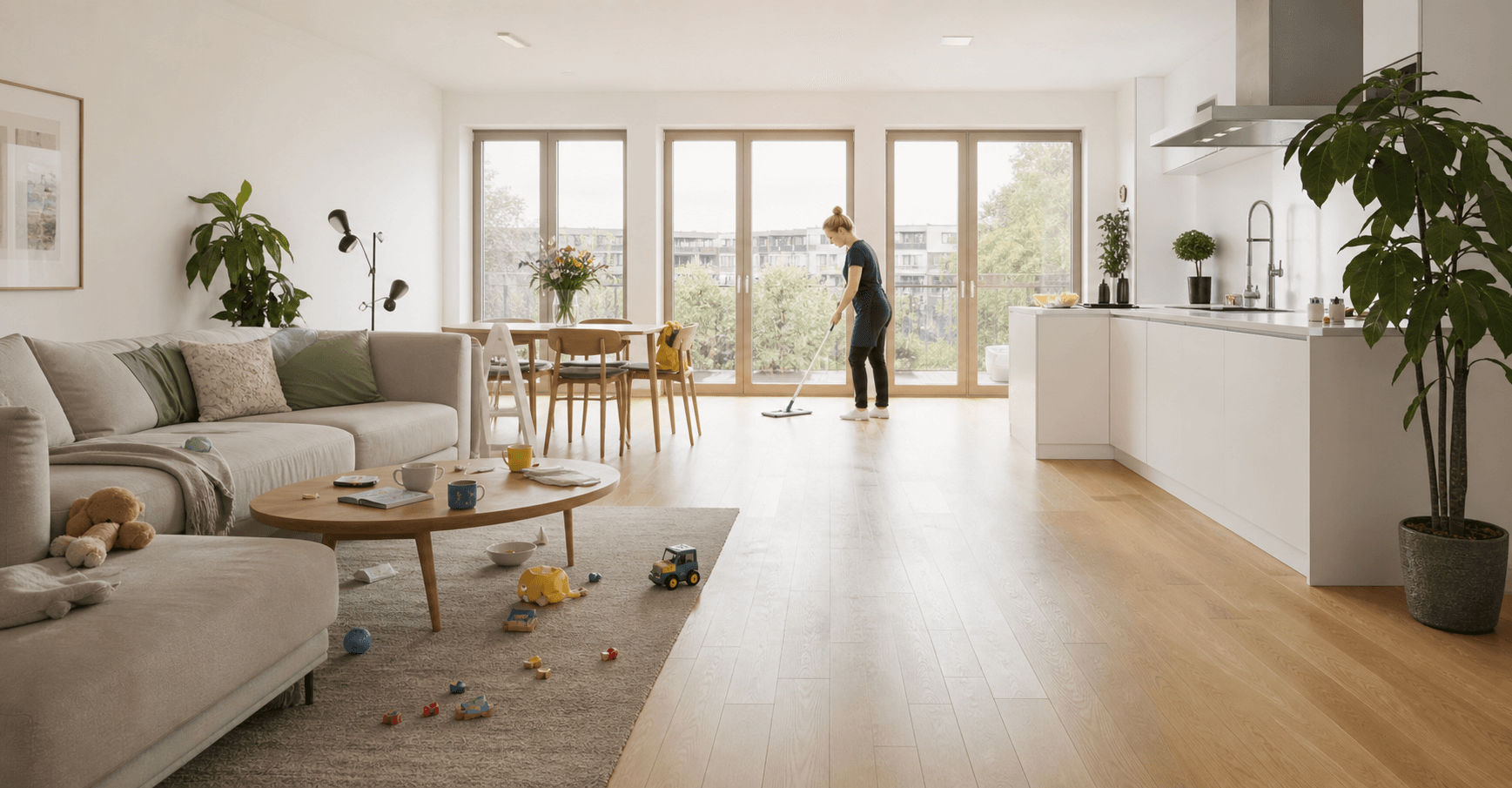Appartement voor en na schoonmaak via Moppi